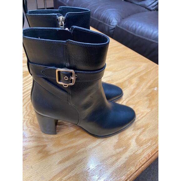 Coach Heeled Ankle Boots Women's 6 Black Leather Block Heel Pointed Toe S25 - Picture 6 of 9